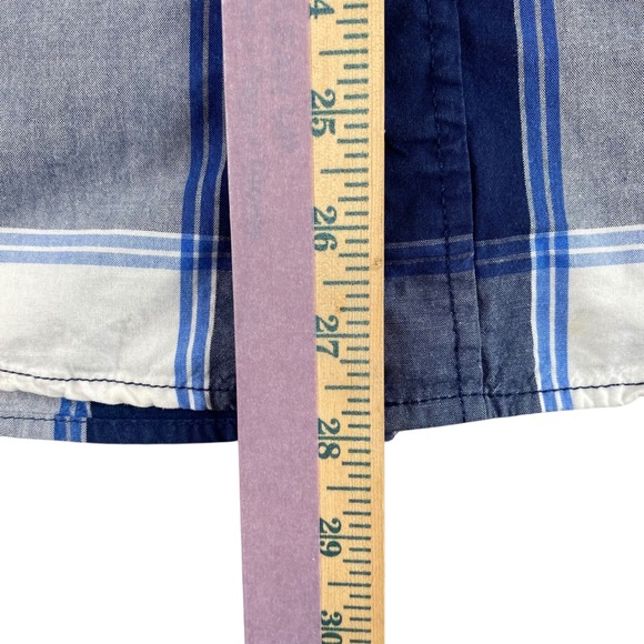 Hollister‎ Surfer Plaid Western Snap Button Long Sleeve Shirt Mens L Blue White - Picture 5 of 6